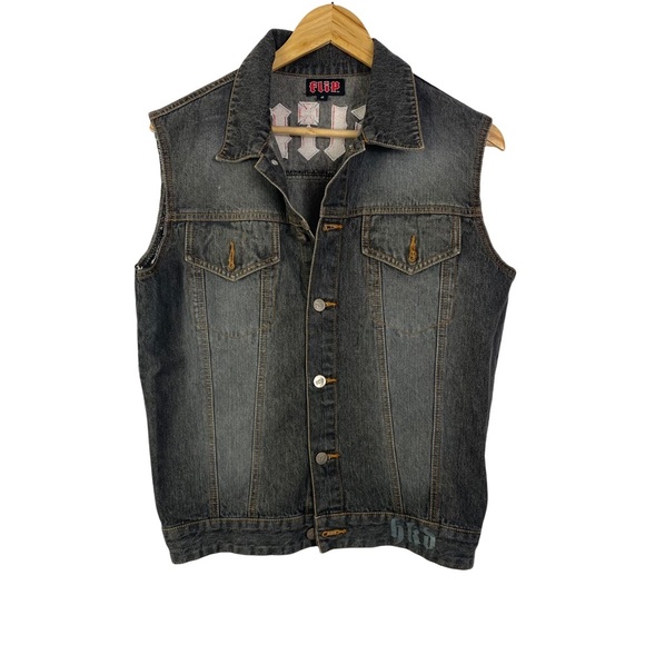 Flip Denim Vest Tank Top Washed jeans waistcoat Hip Hop Sleeveless Jacket S - Picture 2 of 12